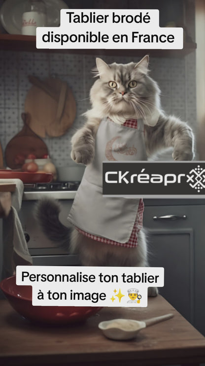 Tablier brodé personnalisé – Idéal pour la cuisine et la pâtisserie