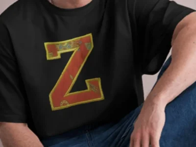 t-shirt berbère personnalisé lettre Z en appliqué brodé coton bio