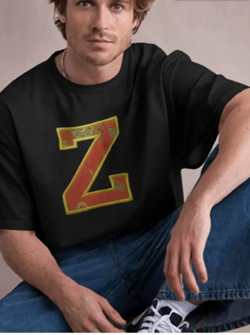 t-shirt berbère personnalisé lettre Z en appliqué brodé coton bio