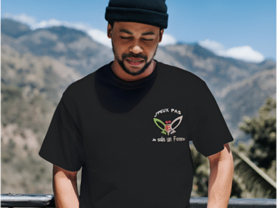 t-shirt brodé fennec noir motif équipe algérienne