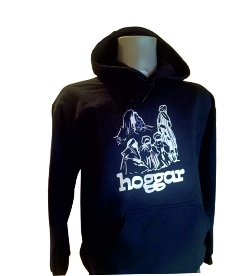 Sweat à capuche Hoggar noir – design vintage algérien