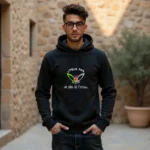 Sweat Fennec Algérie brodé avec drapeau – vêtement de supporter de l’équipe nationale