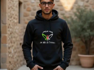 Sweat Fennec Algérie brodé avec drapeau – vêtement de supporter de l’équipe nationale