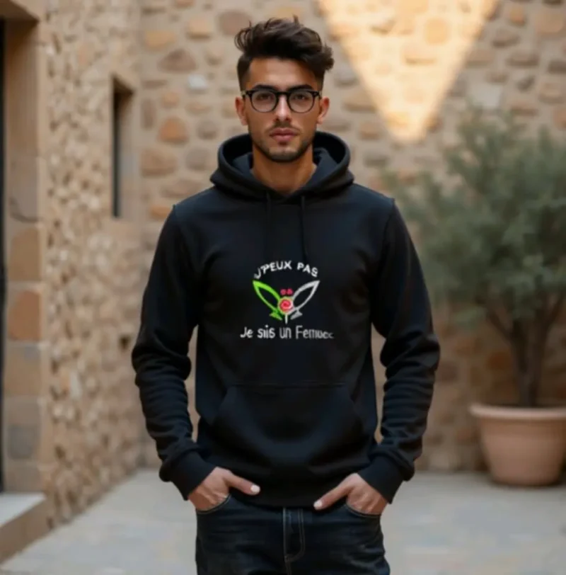 Sweat Fennec Algérie brodé avec drapeau – vêtement de supporter de l’équipe nationale