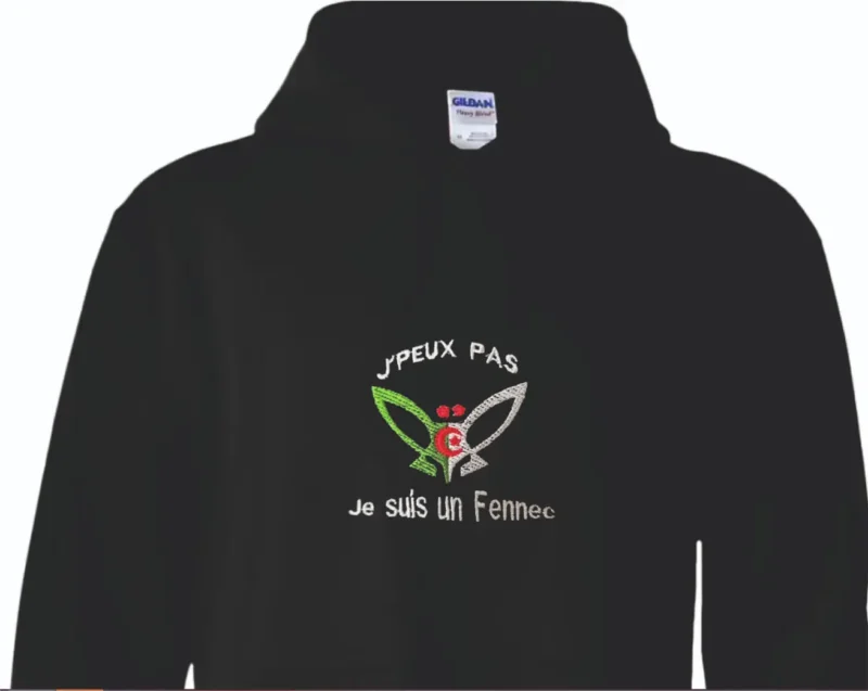 Sweat Fennec Algérie brodé avec drapeau – vêtement de supporter de l’équipe nationale2
